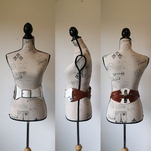Orciani Brown and White Leather Waist Belt with Silver Buckle
